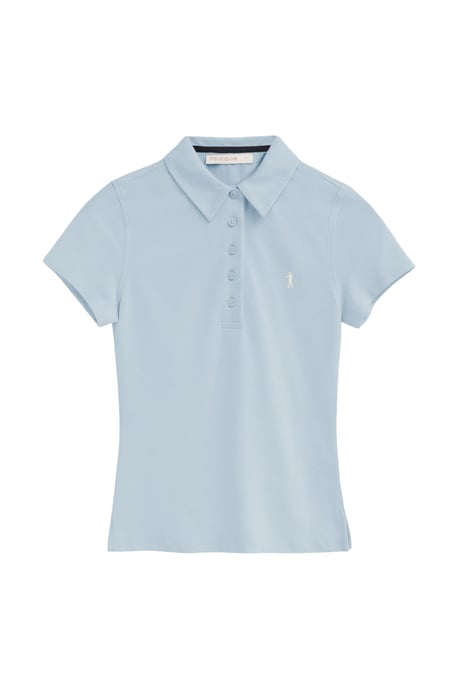 Lichtblauwe polo met korte mouwen, slim fit en geborduurd Rigby Go-logo - Image 1