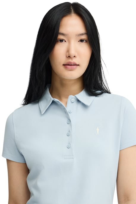 Lichtblauwe polo met korte mouwen, slim fit en geborduurd Rigby Go-logo - Image 4