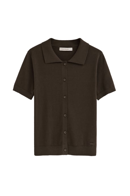Donkerbruine cardigan met korte mouwen en Polo Club-logo - Image 1