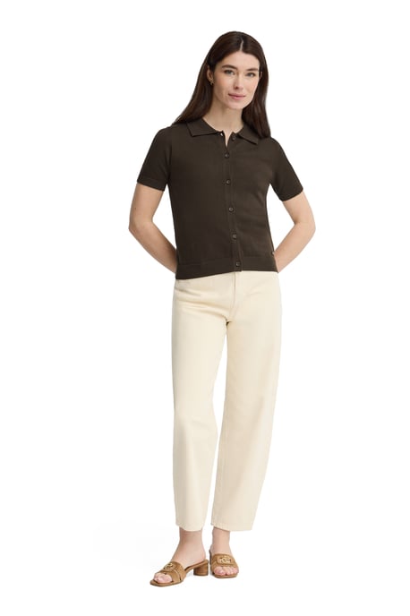 Donkerbruine cardigan met korte mouwen en Polo Club-logo - Image 3
