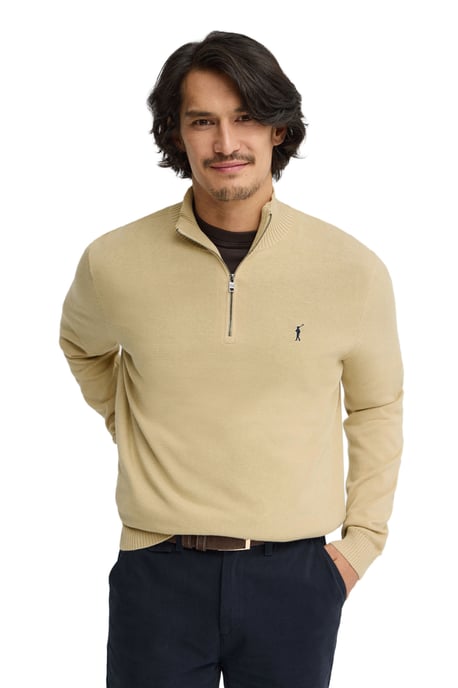 Beige trui met ritssluiting en Rigby Go-logo - Image 2