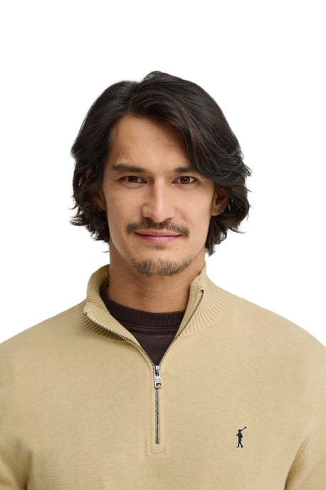 Beige trui met ritssluiting en Rigby Go-logo - Image 4
