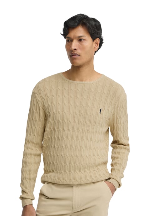 Beige kabeltrui met Rigby Go-logo - Image 2