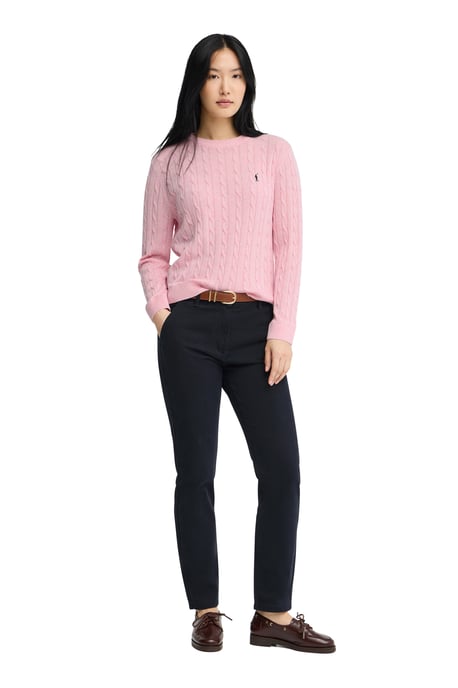 Roze kabeltrui met geborduurd Rigby Go-logo - Image 3