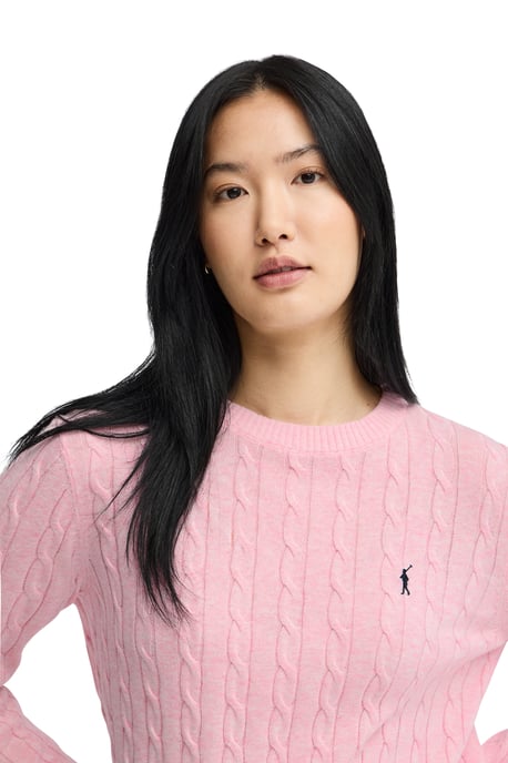 Roze kabeltrui met geborduurd Rigby Go-logo - Image 4