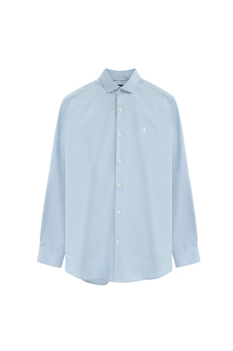 Pack van drie herenhemden in marineblauw, wit en lichtblauw met slim fit en Rigby Go-logo - Image 3