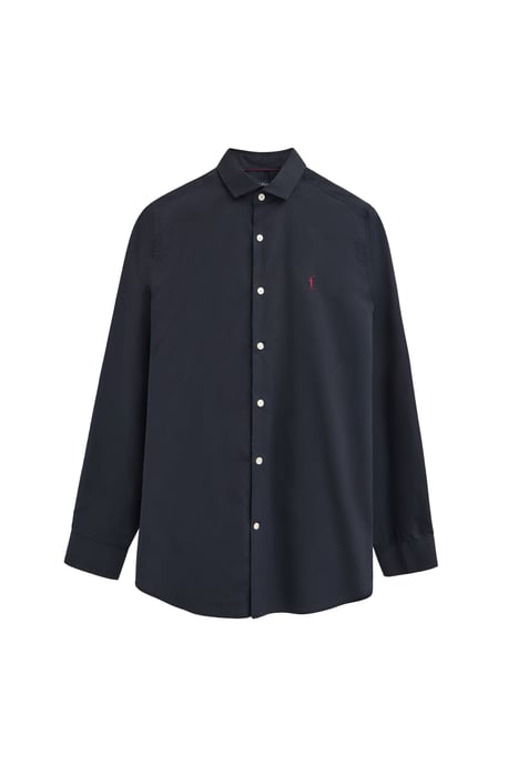 Pack van drie herenhemden in marineblauw, wit en lichtblauw met slim fit en Rigby Go-logo - Image 4
