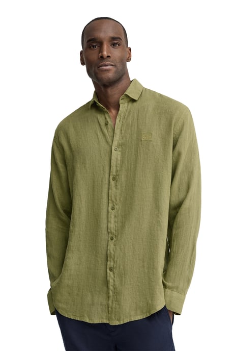 Groen linnen hemd met regular fit en Polo Club-patch - Image 2