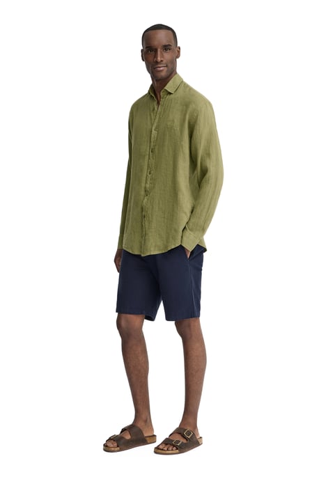Groen linnen hemd met regular fit en Polo Club-patch - Image 3