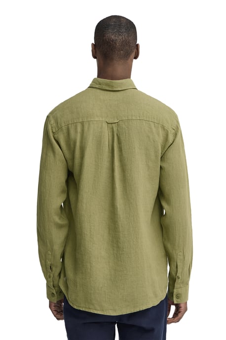 Groen linnen hemd met regular fit en Polo Club-patch - Image 4