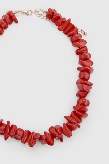 Statement Red Beaded Necklace - Image 3