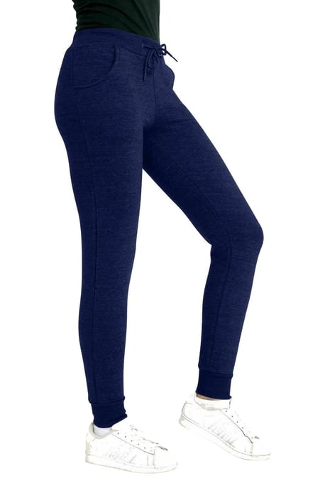 Womens Navy Joggers Slim Fit Gym Sports Ladies Sweatpants - Image 2