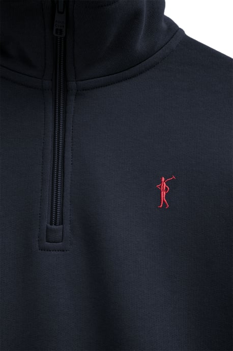 Marineblauwe sweater met ritssluiting en Rigby Go-logo - Image 3