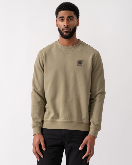 Classic Style Long Sleeve Crew Neck Sweatshirt Logo Detail in Sage Green Sweatshirt - Image 1