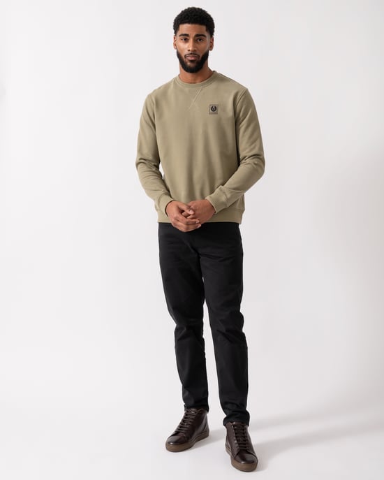Classic Style Long Sleeve Crew Neck Sweatshirt Logo Detail in Sage Green Sweatshirt - Image 4