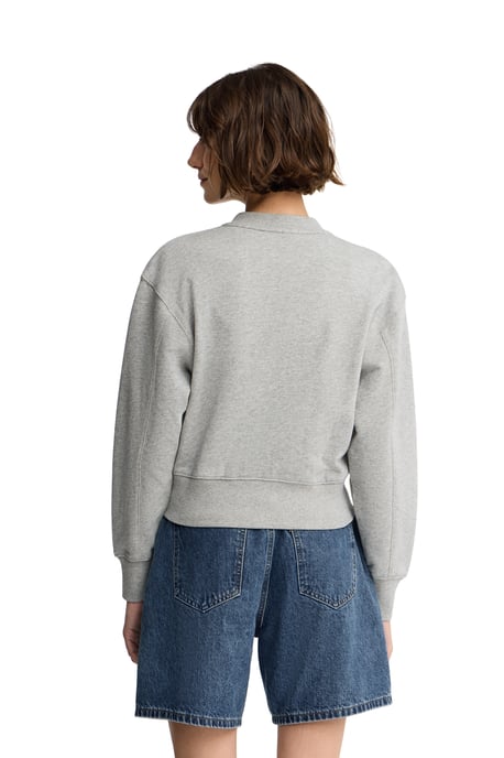 Gemêleerd grijze cardigan van sweatstof met geborduurd Rigby Go-logo - Image 4