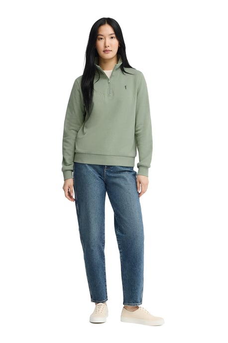 Bleekgroene sweater met ritssluiting en Rigby Go-logo - Image 3