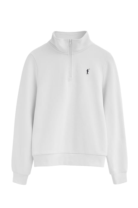 Witte sweater met ritssluiting en Rigby Go-logo - Image 1