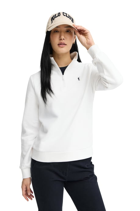Witte sweater met ritssluiting en Rigby Go-logo - Image 2