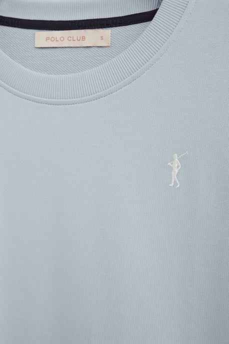 Lichtblauwe sweater met regular fit en geborduurd Rigby Go-logo - Image 3