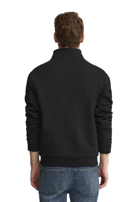 Zwarte sweater met opstaande kraag, rits en geborduurd Rigby Go-logo - Image 4
