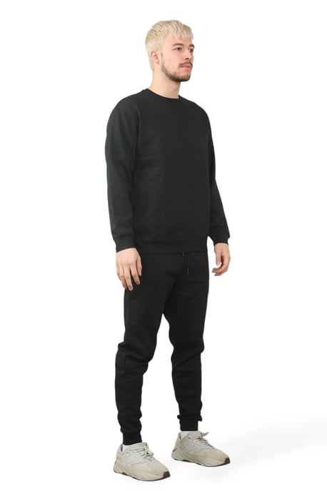 Crewneck Tracksuit Mens Black Fleece Jumper Sweatshirts Jogging Bottoms - Image 4