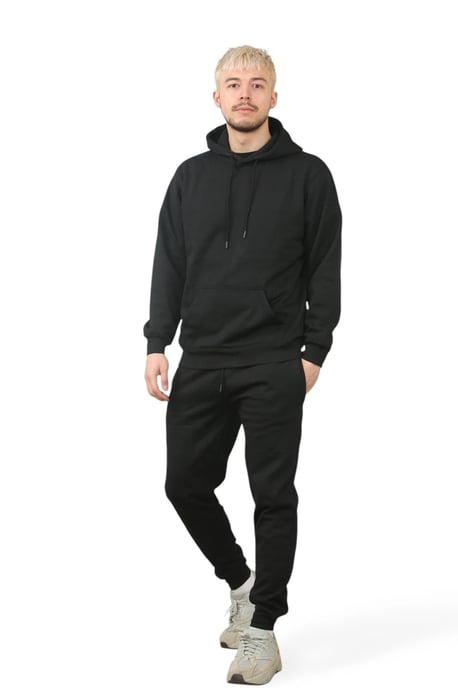 Hooded Tracksuit Mens Black Fleece Jumper Jogging Bottoms - Image 5