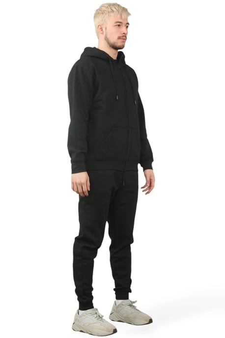 Hooded Zip Mens Black Tracksuit Pockets Fleece - Image 3