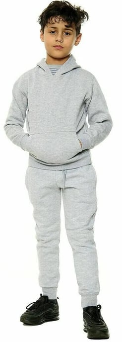 Kids Grey Pullover Tracksuit Hoodie Joggers - Image 1