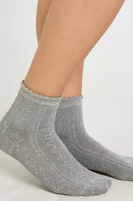 Scallop Edge Openwork Knitted Socks - Image 2