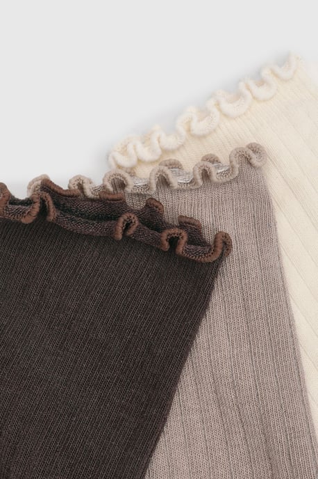 Ribbed Frilled Trim Socks 3 Pack - Image 3