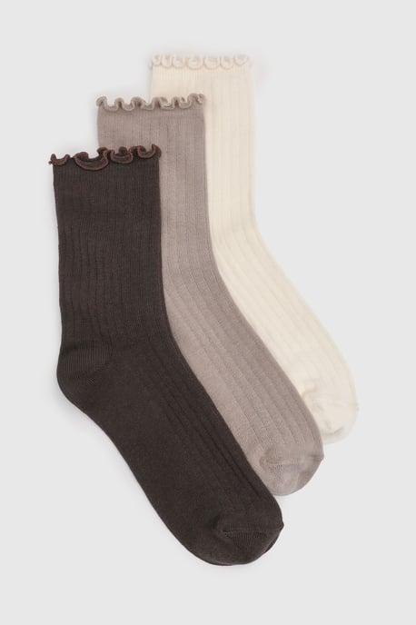 Ribbed Frilled Trim Socks 3 Pack - Image 4