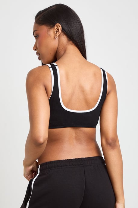 Contour Ribbed Seamless Contrast Binding Padded Sports Bra - Image 2