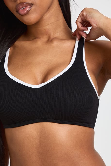 Contour Ribbed Seamless Contrast Binding Padded Sports Bra - Image 4