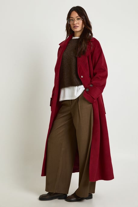 Tall Belted Wool Blend Coat - Image 1