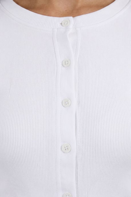 Petite Rib Button Through Long Sleeve Top - Image 4
