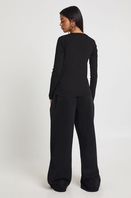 Rib Button Through Long Sleeve Top Tracksuit - Image 2
