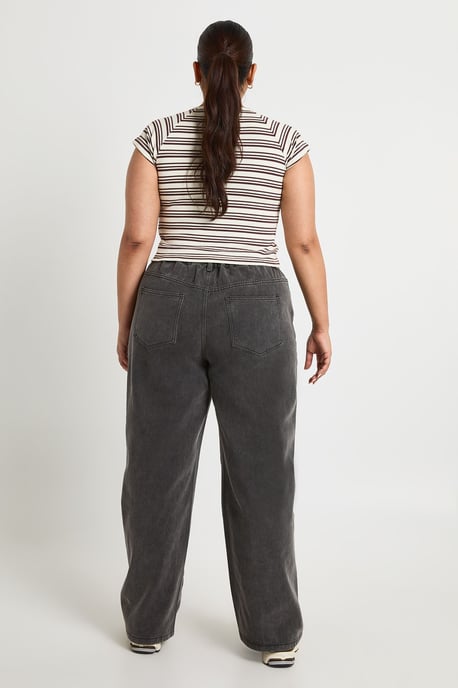 Plus Elasticated Back Tie Drawstring Straight Leg Jean - Image 2