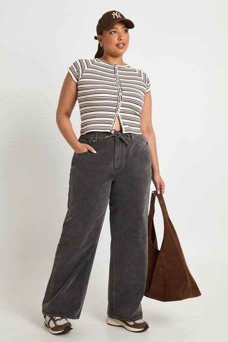 Plus Elasticated Back Tie Drawstring Straight Leg Jean - Image 3