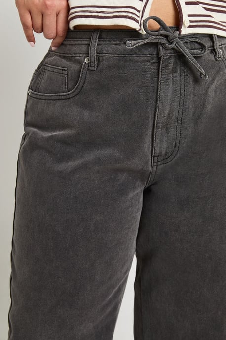Plus Elasticated Back Tie Drawstring Straight Leg Jean - Image 4