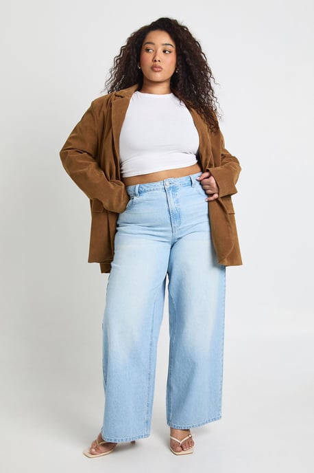 Plus Cinched Waist Loose Fit Jeans With Adjuster - Image 1