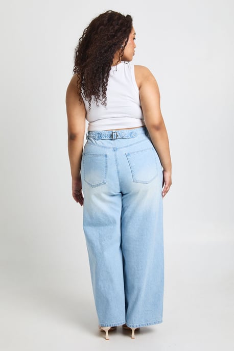 Plus Cinched Waist Loose Fit Jeans With Adjuster - Image 2