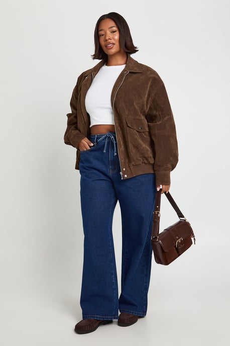 Plus Elasticated Back Tie Drawstring Straight Leg Jean - Image 3