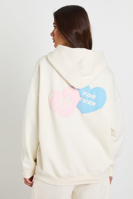 Love Heart Graphic Oversized Puff Print Hoodie - Image 2