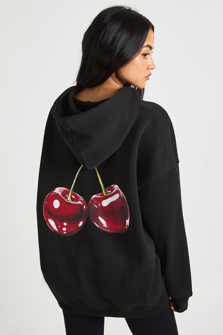 Cherry Print Oversized Hoodie - Image 1