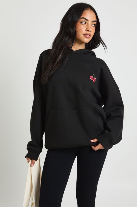 Cherry Print Oversized Hoodie - Image 2
