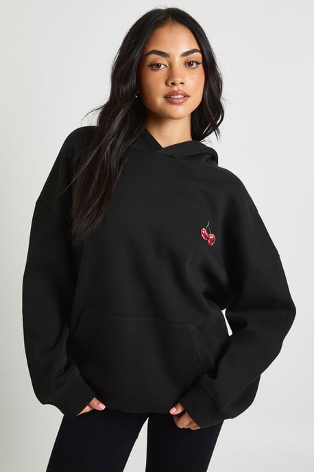 Cherry Print Oversized Hoodie - Image 3