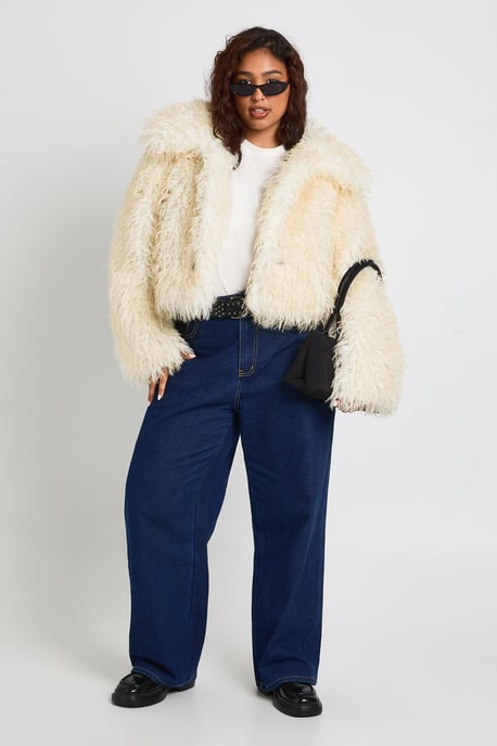 Plus Button Detail Faux Fur Jacket - Image 2