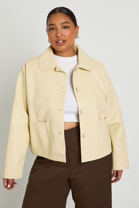 Plus Pu Elasticated Hem Jacket - Image 1