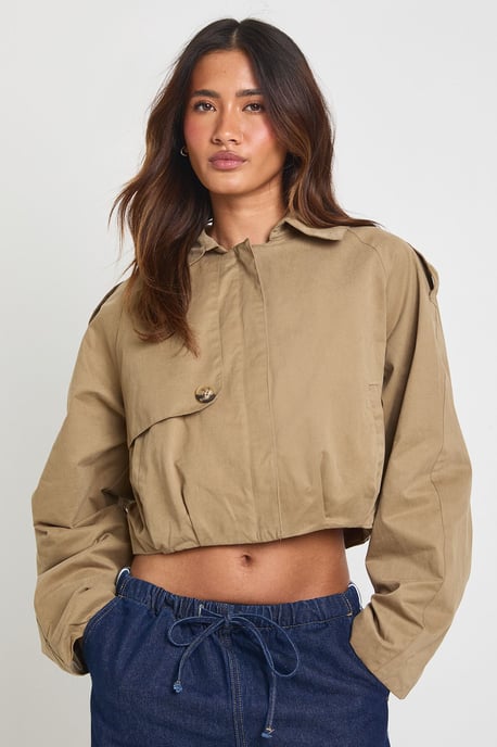 Cropped Utility Trench Jacket - Image 1